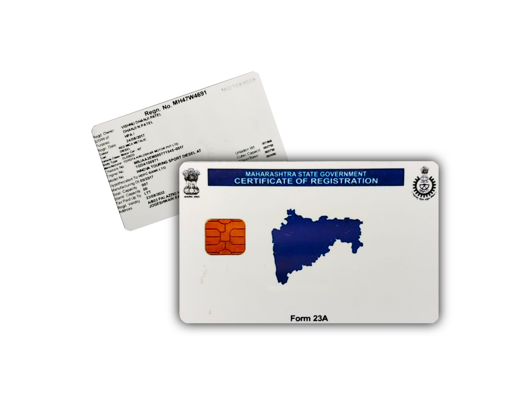 Vehicle Registration Certificate PVC Printing